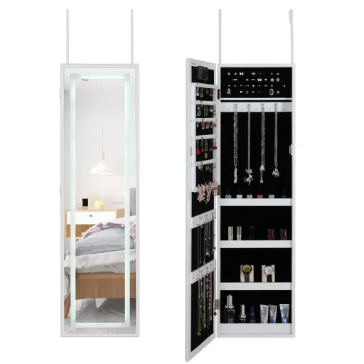 LED jewelry cabinet white 31.5x9x110cm hanging