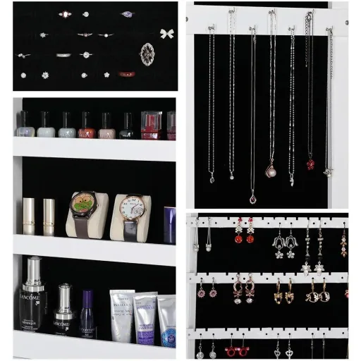 LED jewelry cabinet white 31.5x9x110cm hanging