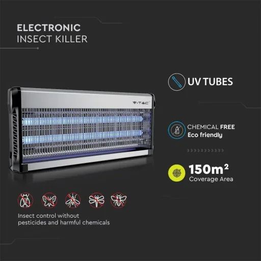 VT-3240 Insect Lamp - 2" 20W - 150m Range - UV Light - Grey