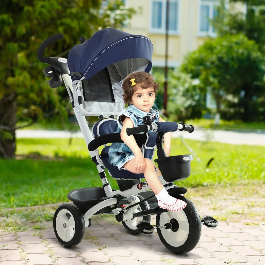 4-in-1 children's tricycle with sun canopy