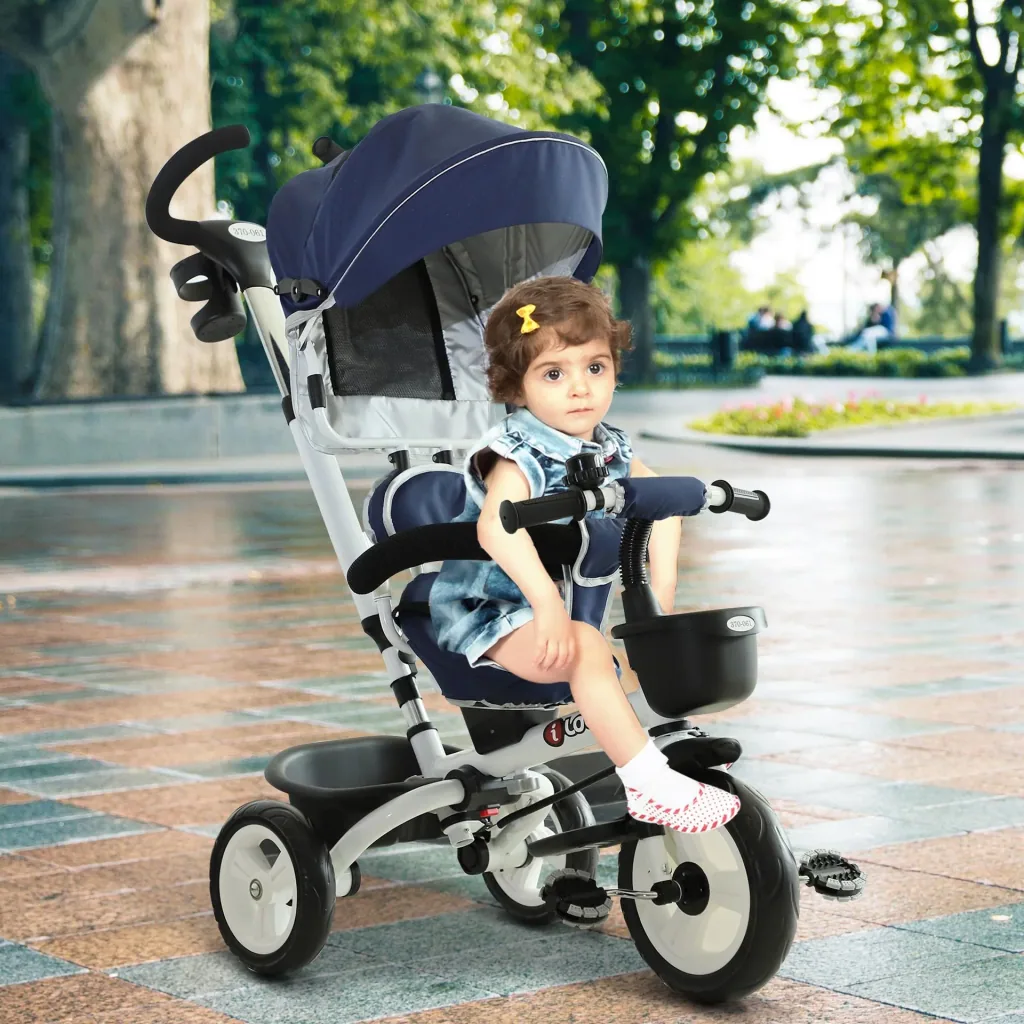 4-in-1 children's tricycle with sun canopy