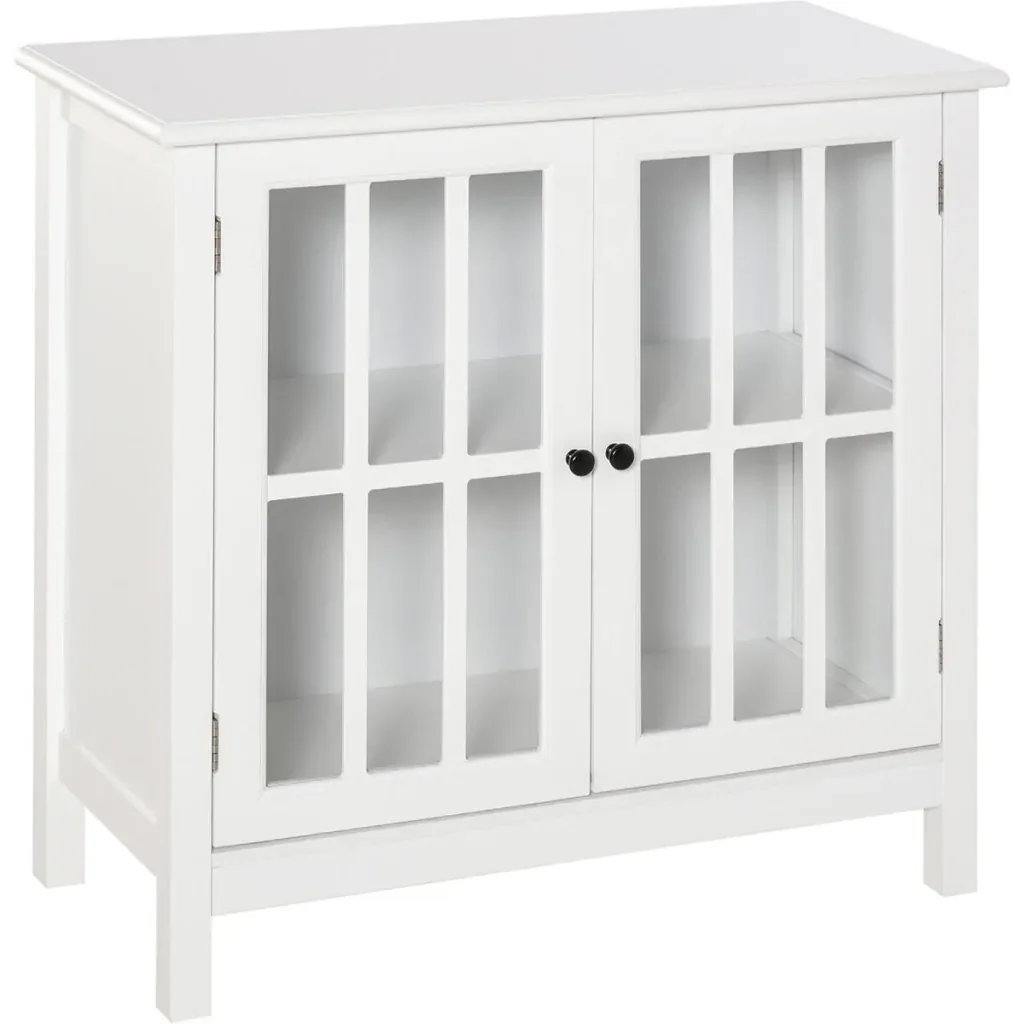 Kitchen cabinet with glass doors white