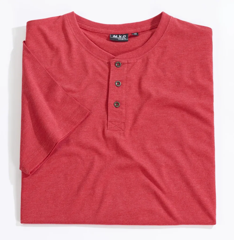 T-shirt with button placket, color red, size M