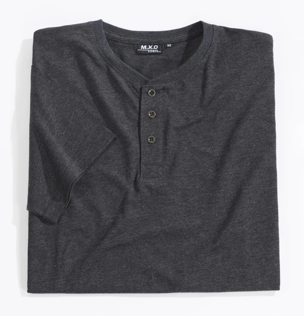 T-shirt with button placket, color red, size M