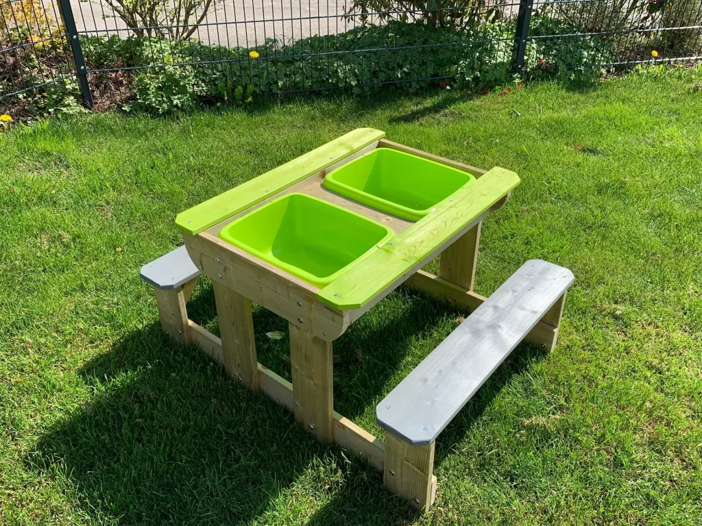 Wendi Toys Donkey Play & Mud Table 100×79×52.5 cm Natural – Sand/Water Tubs, Lid Converts to Table