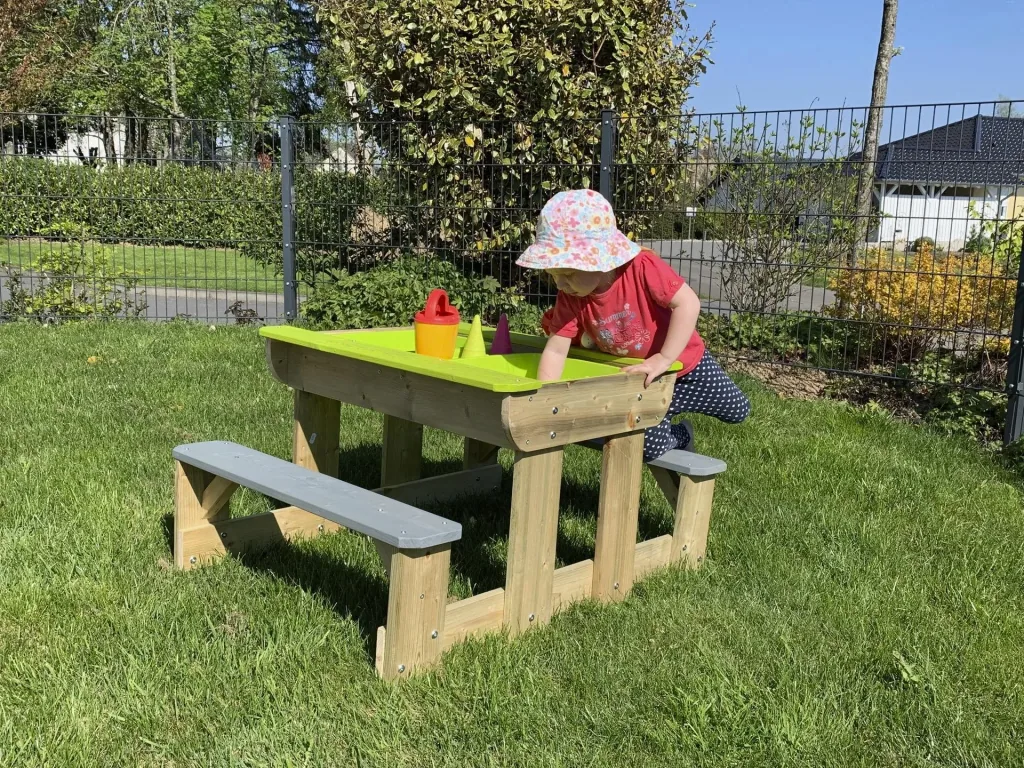 Wendi Toys Donkey Play & Mud Table 100×79×52.5 cm Natural – Sand/Water Tubs, Lid Converts to Table