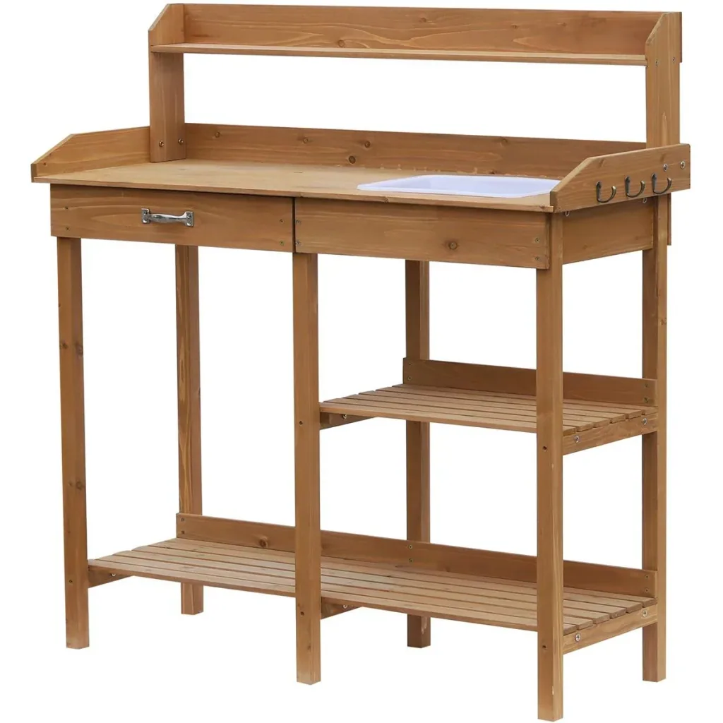 Gardening table with natural tub