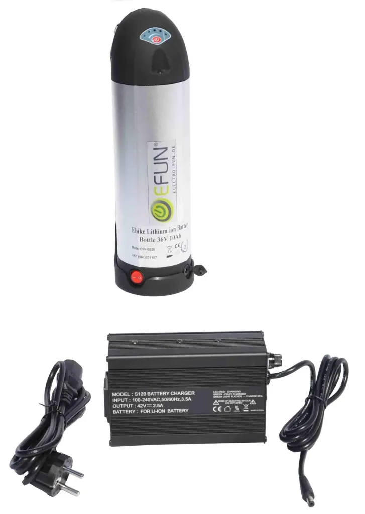 Lithium Ion Battery 36 Volt 10 Ah BOTTLE E-Bike E-FUN