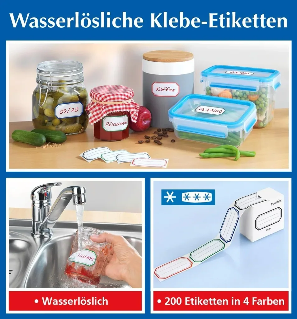 Adhesive labels, water-soluble, 200 pieces