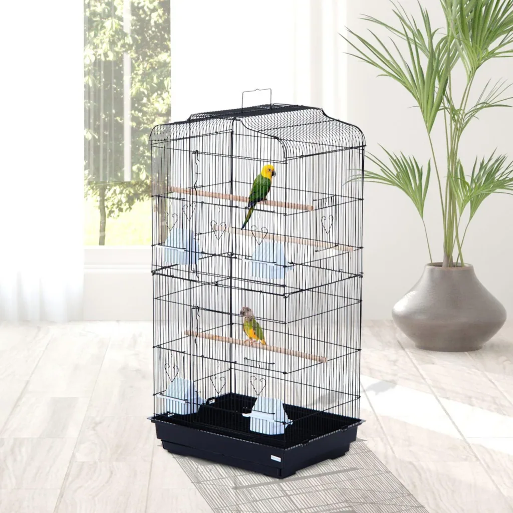 Birdhouse bird cage bird aviary for parrot budgie bird builder with removable bottom tray black 47.5 x 36 x