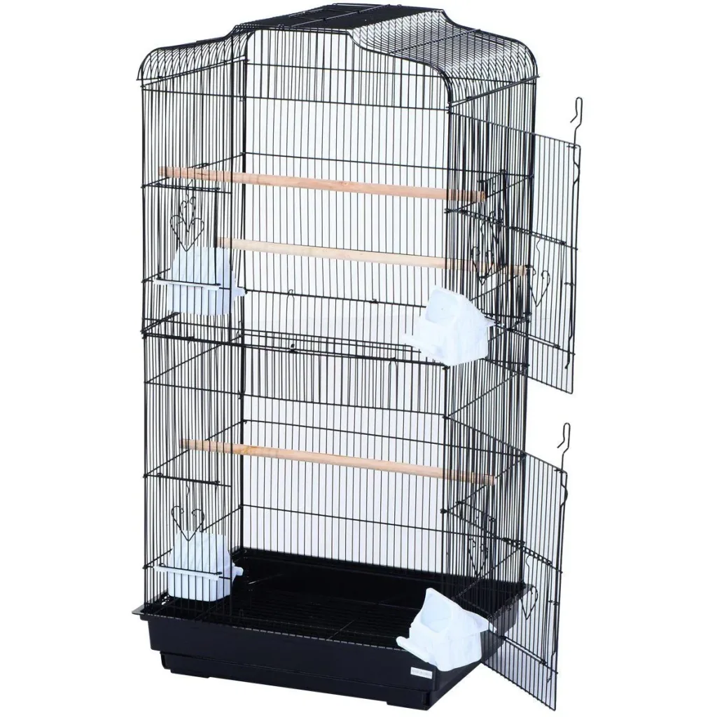 Birdhouse bird cage bird aviary for parrot budgie bird builder with removable bottom tray black 47.5 x 36 x