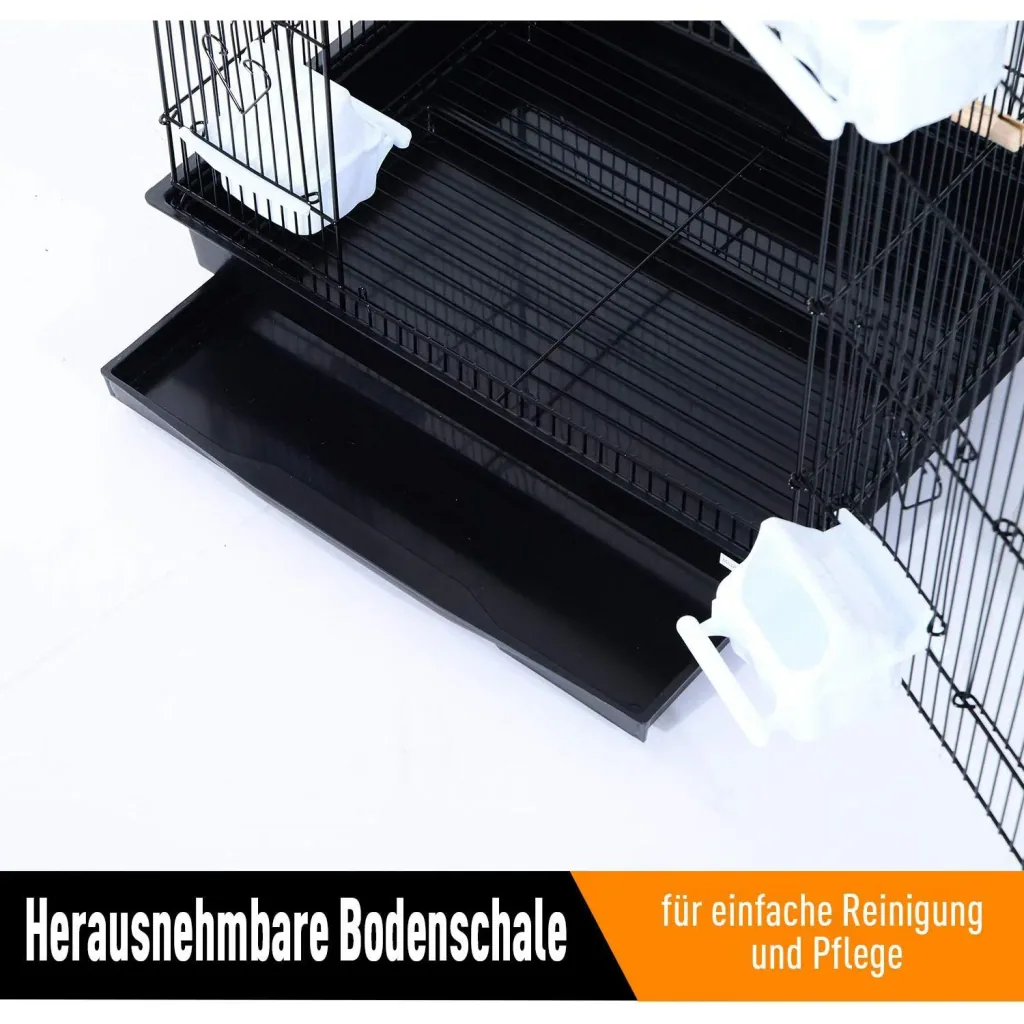 Birdhouse bird cage bird aviary for parrot budgie bird builder with removable bottom tray black 47.5 x 36 x