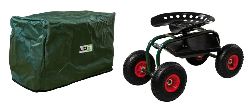 Outdoor rolling seat “Deluxe” with protective cover