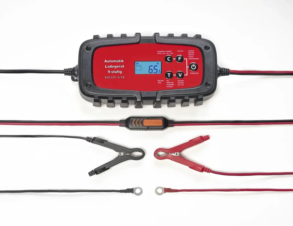 Battery charger, 9-stage - for car & motorcycle - 6.5 A, 6/12 Volt