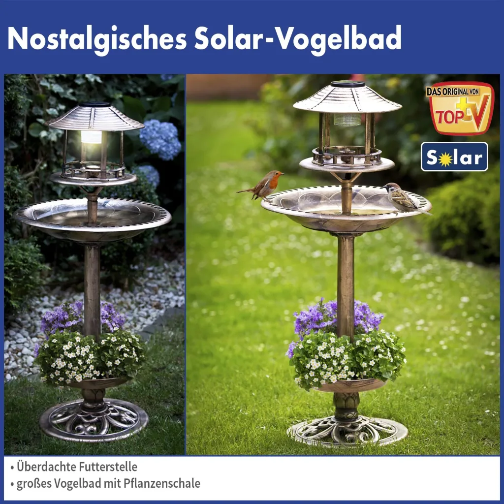 Solar bird bath 4in1, bronze