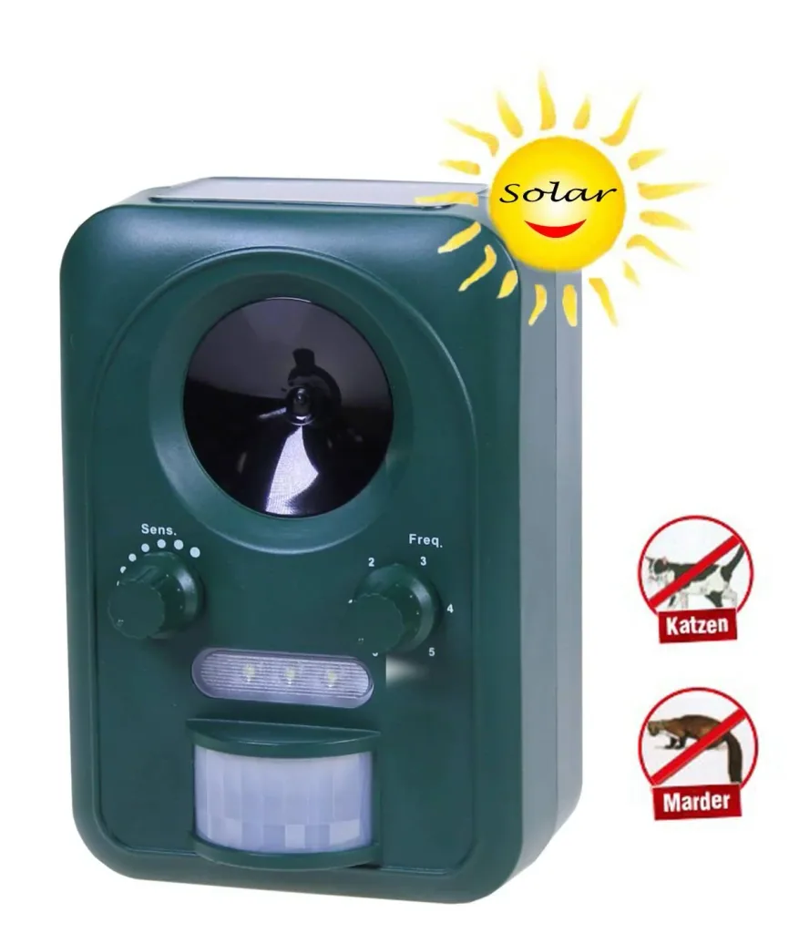 Universal solar animal repeller with ultrasound & flash light