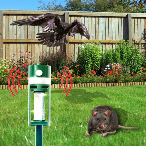 Solar animal deterrent "Reflector", with ultrasound and flash light