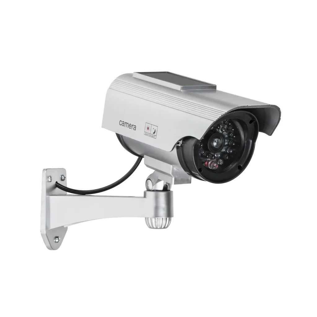 Solar security camera dummy with LED