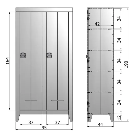 Wood kluis locker closet steel gray