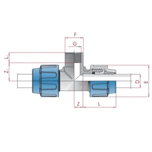 25mm PE Pipe Fitting Tee, Compression Connector, Water Line