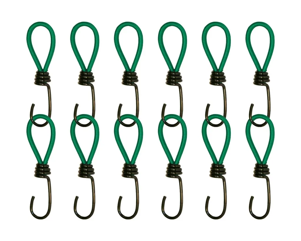 Rubber tensioners for cargo nets, tarpaulins and luggage securing, 12 pieces