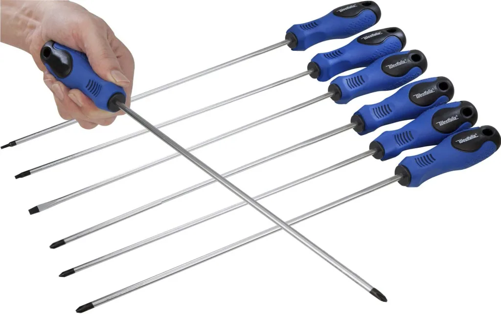 Extra long screwdrivers, 6 pieces