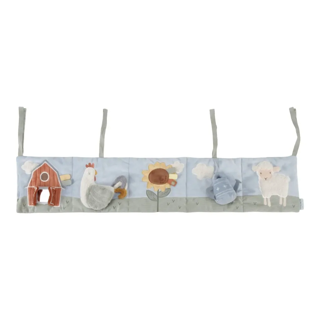 Little Dutch Fabric Activity Book for Playpen, Hanging Toy – Little Farm, with Rattle, Mirror & Crinkle Effects