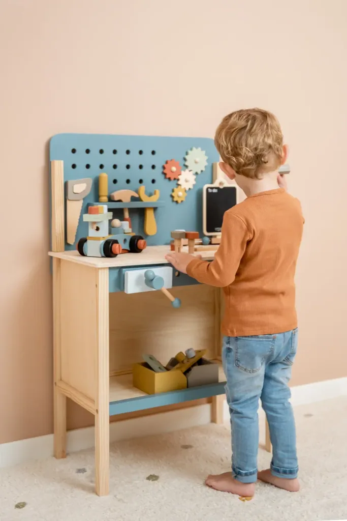 Little Dutch workbench children, toys tools - wood, blue
