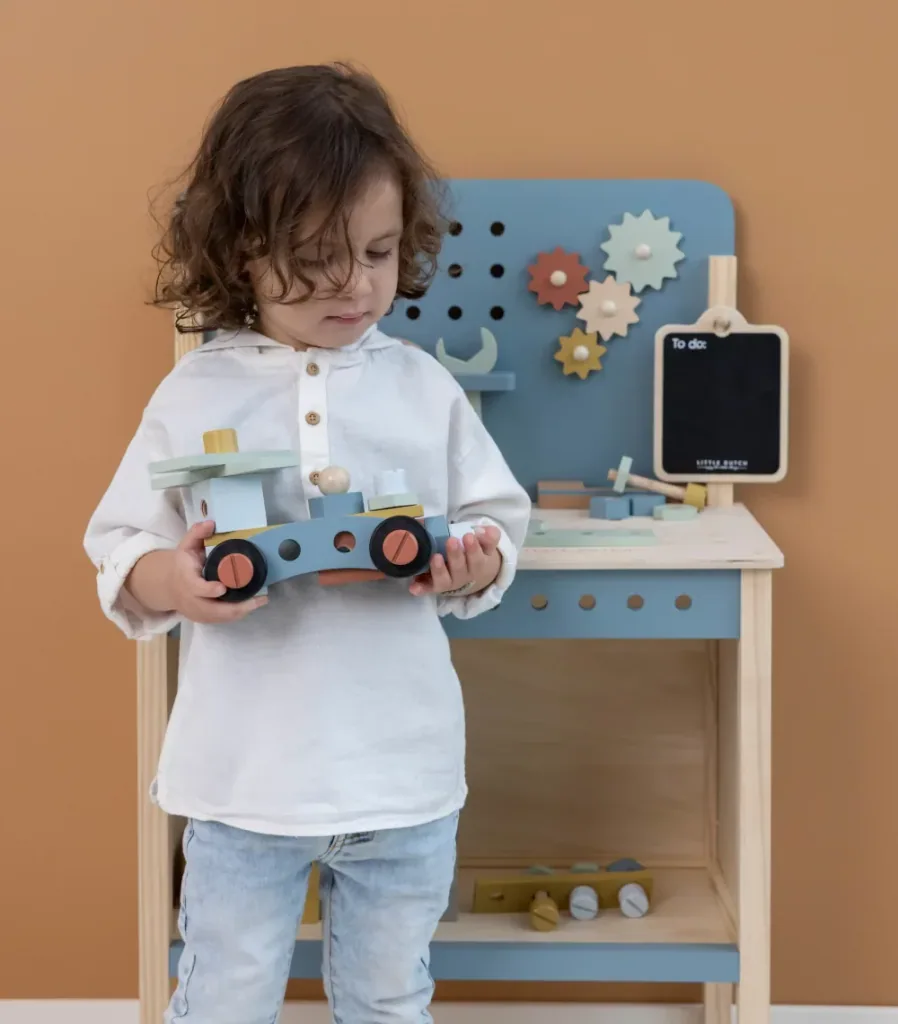 Little Dutch workbench children, toys tools - wood, blue