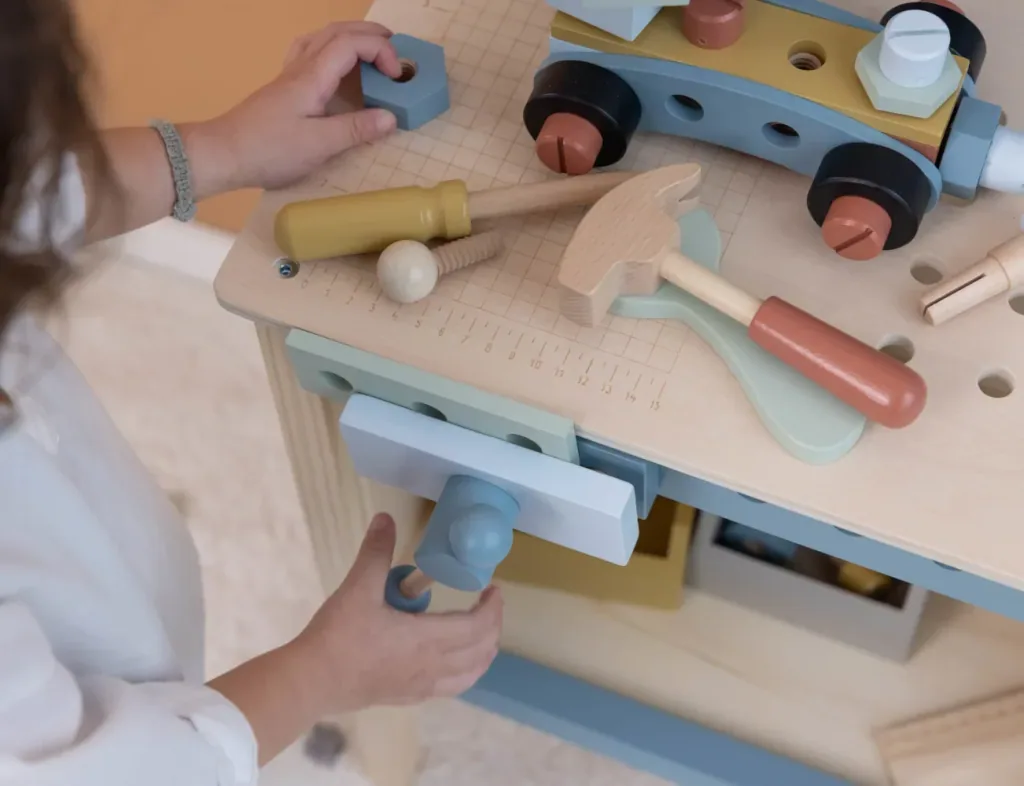 Little Dutch workbench children, toys tools - wood, blue