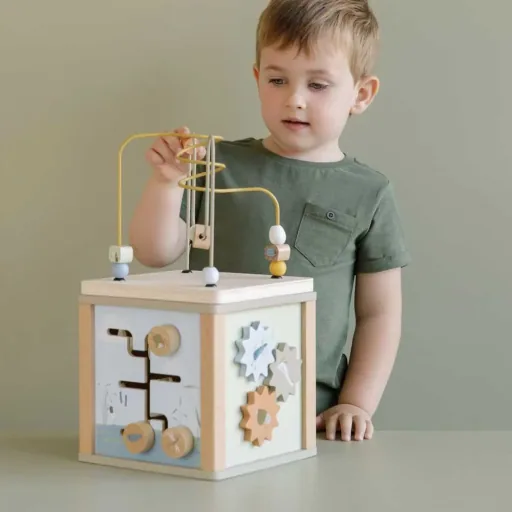 Motor cubes, activity cubes, Activity Cubes Baby - Little Dutch, Little Goose, Wood, Oliv
