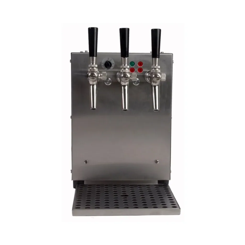 Mulled wine dispenser, mulled wine warmer, mulled wine tap system - beverage flow heater 9 kW, with electric pump, 3-line, stainless steel housing