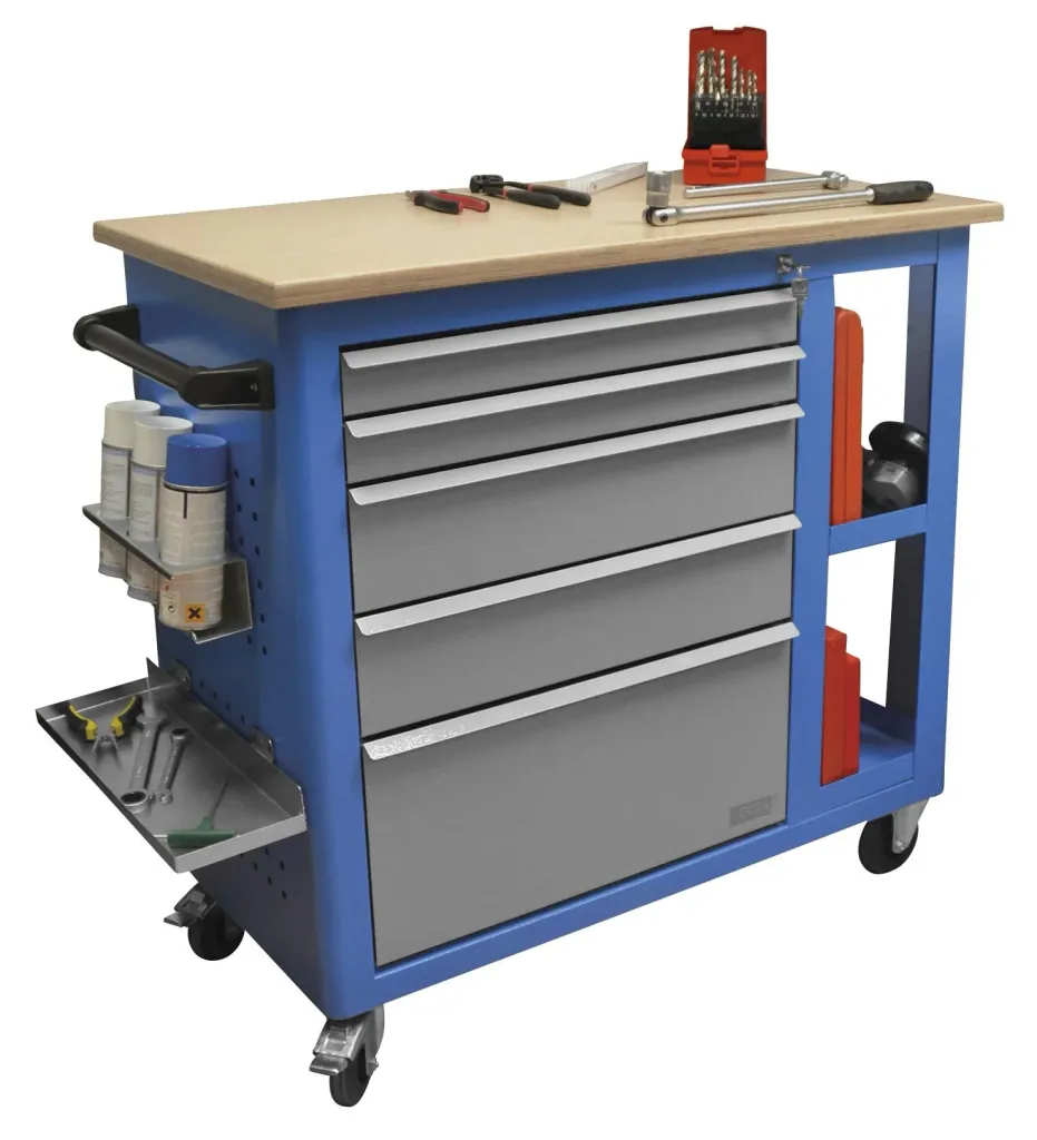 Workshop workbench trolley GWB 05, 5 drawers and rolling function