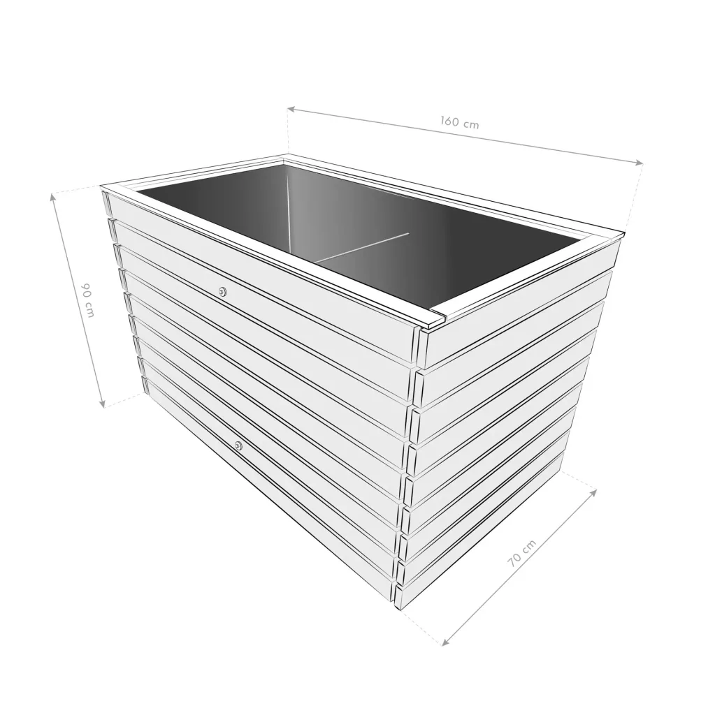 Raised Bed Asket XL, 160×70×90 cm, Natural – Spruce Wood, Back-Friendly