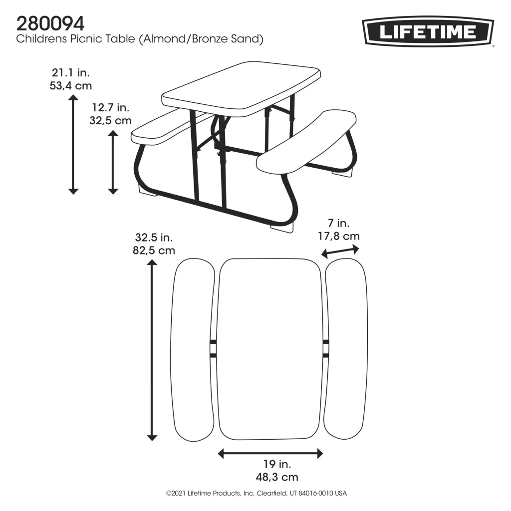 Lifetime Kids Picnic Table - Rectangular - Plastic
