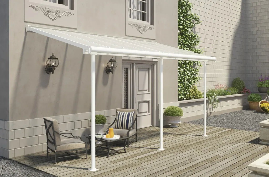 Palram Sierra Patio Cover 447 × 228 cm White – Aluminum with 6mm Polycarbonate