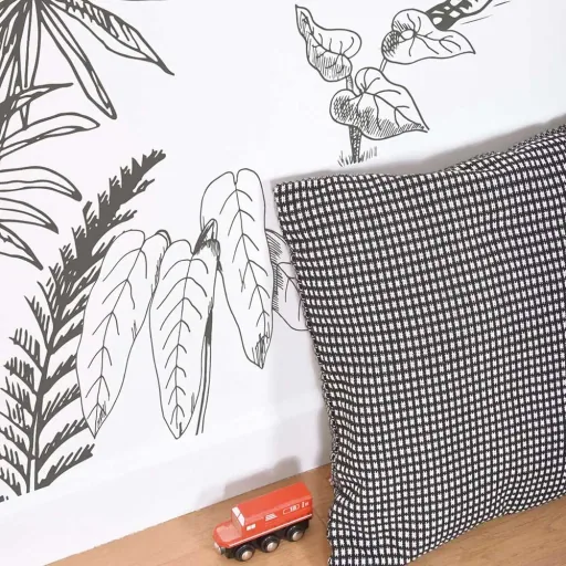 Lilipinso fleece mural dinosaurs with palm trees