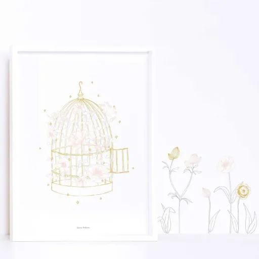 Lilipinso Wall sticker A3 flowers with stem pink gray ocher