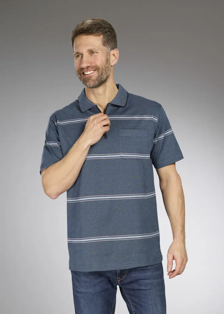 Striped polo shirt, color blue, size M