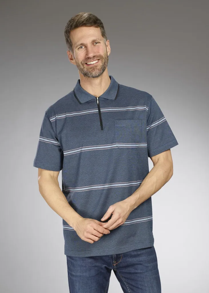 Striped polo shirt, color blue, size M