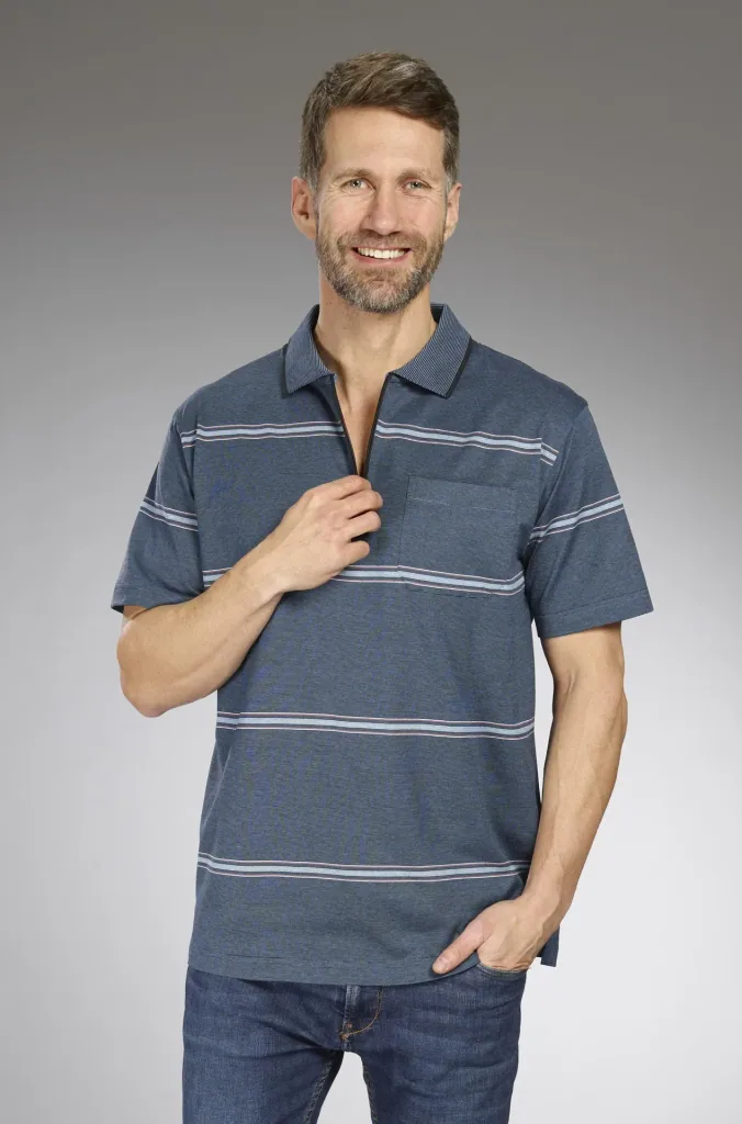 Striped polo shirt, color blue, size M