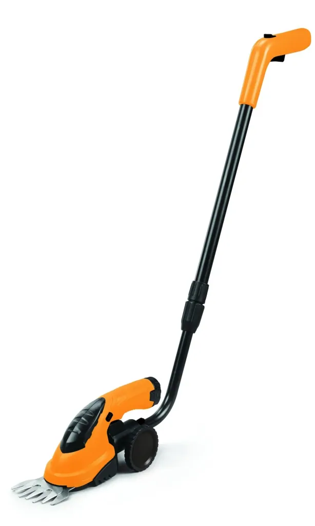 Cordless grass and shrub shears 3.6 V Li-Ion including walking stick and wheel set