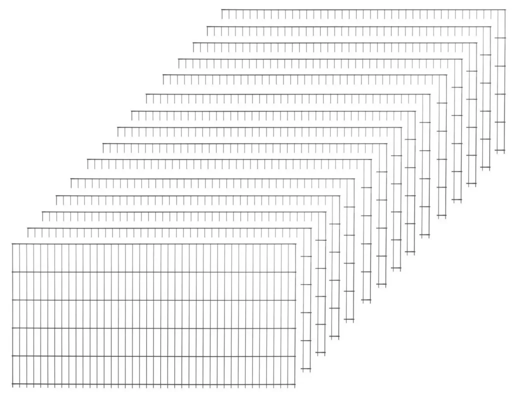Double rod fence panel set, anthracite, 15 pieces, each 123 cm x 200 cm