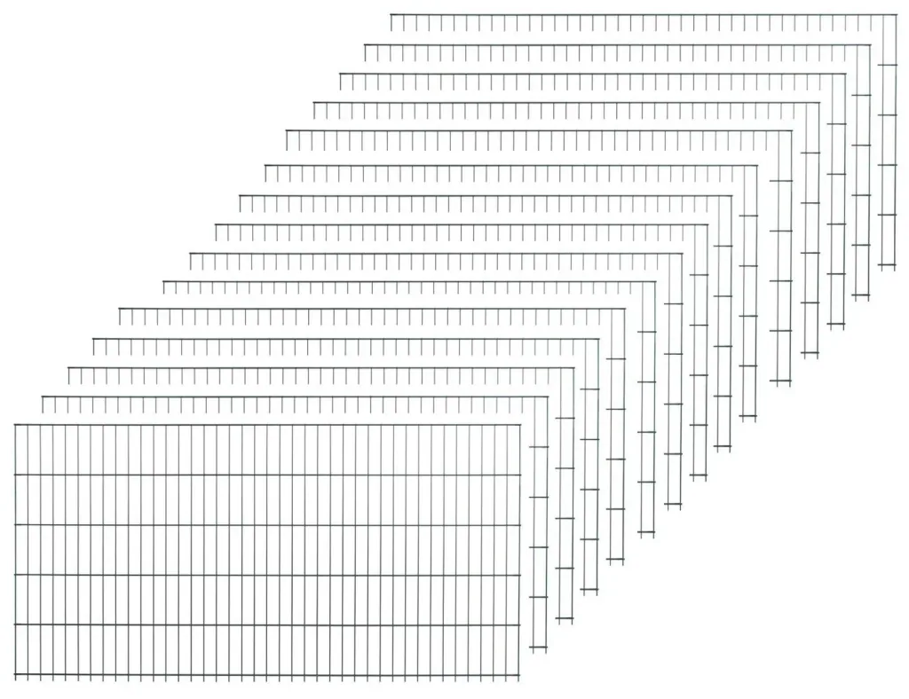 Double rod fence panel set, green, 15 pieces, each 123 cm x 200 cm