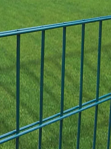 Double rod fence panel set, green, 15 pieces, each 123 cm x 200 cm
