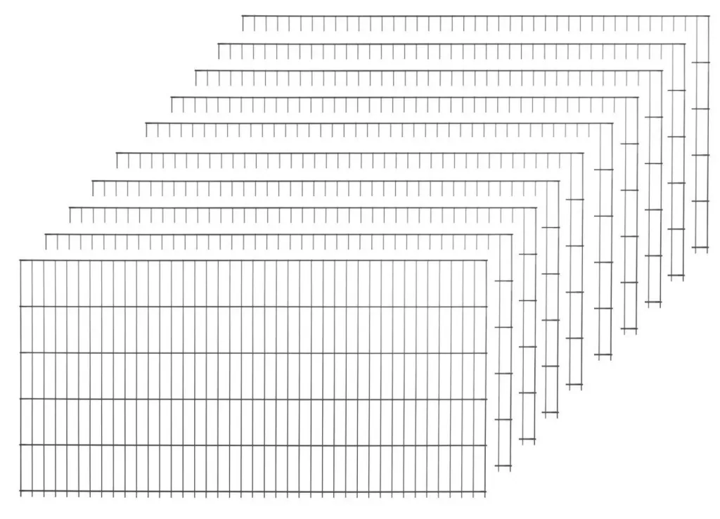 Double-rod fence panel set, anthracite, 10 pieces, each 123 cm x 200 cm