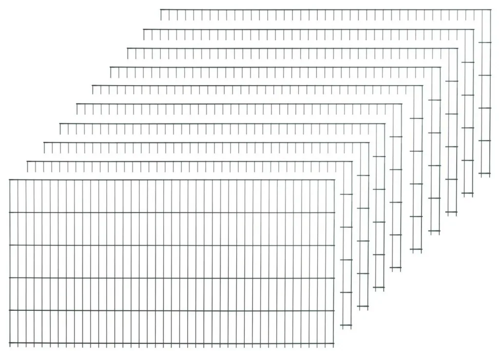 Welded fence panel set, green, 10 pieces, each 125 cm x 200 cm