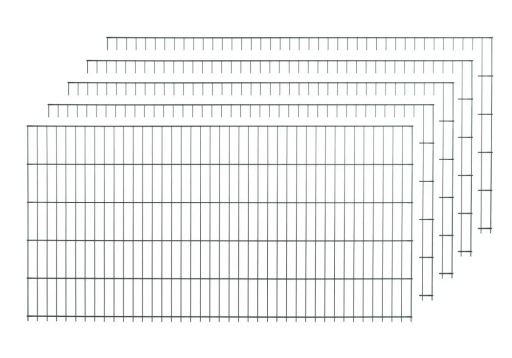 Double-rod fence panel set, green, 5 pieces, each 123 cm x 200 cm
