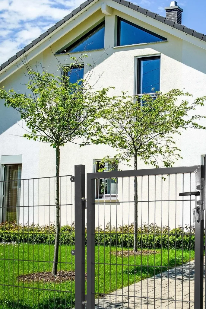 Garden gate for double-rod fence panels, anthracite, single-leaf, 80 cm high, 100 cm wide