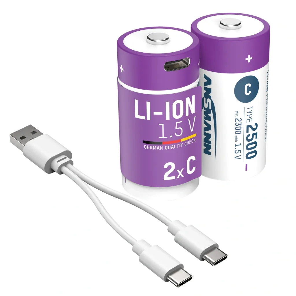 Lithium Ion Baby (C) Batteries USB-C - 2 pieces, safety shutdown